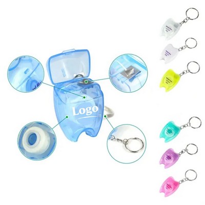 Portable Serrated Roll Disposable Plastic Dental Floss Keychain
