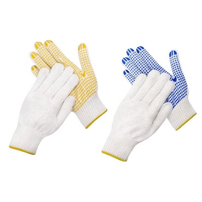 HeavyDuty PVC Dotted Cotton Polyester Work Gloves With Elastic Wrist