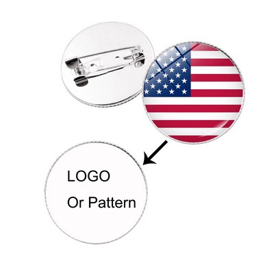 1" American USA Flag Lapel Pin Round Souvenir Brooch for Clothes Backpack