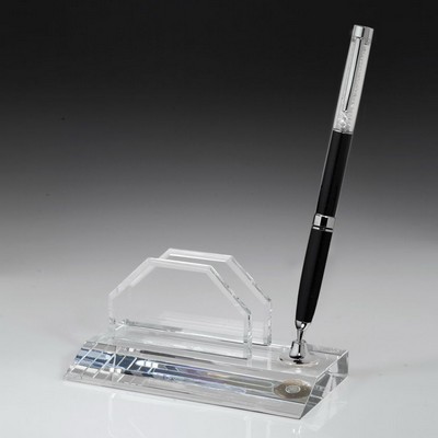 Business Card Holder Award w/Black Ballpoint Pen